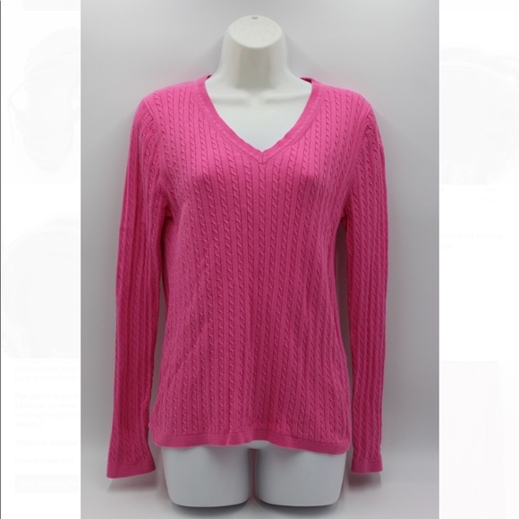 Tommy Hilfiger Sweaters - Pink Tommy Hilfiger ivy cable v-neck sweater